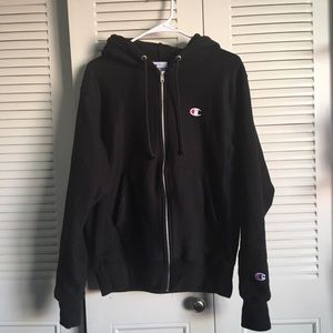 BLACK REVERSE WEAVE CHAMPION HOODIE
